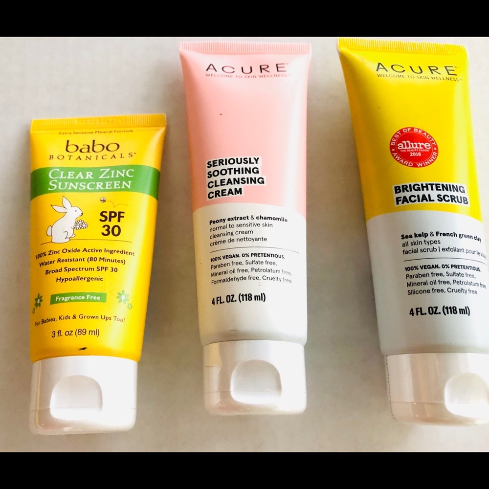 Acure beauty bundle scrub & lotions